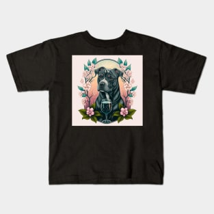 Staffy Enjoys A Drink Kids T-Shirt